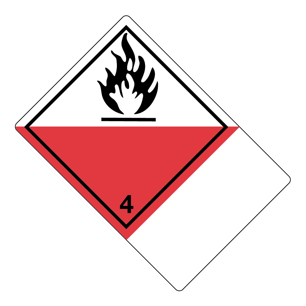 Hazard Class 4.2 - Spontaneously Combustible Material, Non-Worded, High-Gloss Label, Shipping Name-Large Tab, Blank, 500/roll - ICC Canada