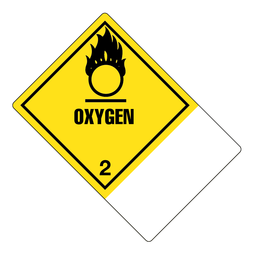 Hazard Class 2.2 (5.1) - Oxygen, Worded, Vinyl Label, Shipping Name-Large Tab, Blank, 500/roll - ICC Canada