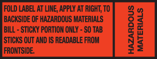 Hazardous Materials (with tab), 2" x 0.75", Fluorescent Paper, 500/Roll - ICC Canada