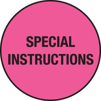 Special Instructions, 1.125" Round, Fluorescent Paper, 500/Roll - ICC Canada