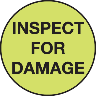 Inspect for Damage, 2" Round, Fluorescent Paper, 500/Roll - ICC Canada