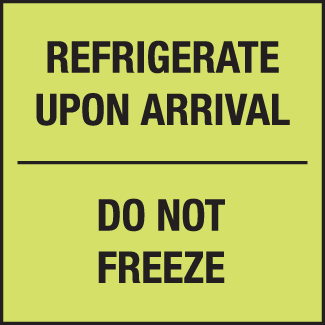 Refrigerate Upon Arrival - Do Not Freeze, 3" x 3", Fluorescent Paper, 500/Roll - ICC Canada
