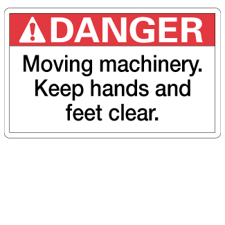 Moving Machinery Keep Hands and Feet Clear, 3" x 5", Package of 5, English - ICC Canada