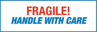 Fragile! Handle With Care Label, 3" x 1", Gloss Paper, 1000/Roll - ICC Canada