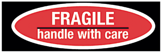 Fragile Handle With Care Label, 3" x 1", Gloss Paper, 1000/Roll - ICC Canada