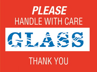 Glass - Please Handle with Care, 4" x 3", Gloss Paper, 500/Roll - ICC Canada