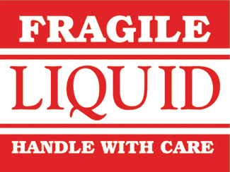 Fragile Liquid Handle With Care, 4" x 3", Gloss Paper, 500/Roll - ICC Canada