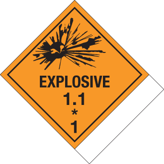 Hazard Class 1.1 - Explosive, Worded, Vinyl Label, Shipping Name-Standard Tab, Blank, 500/roll - ICC Canada