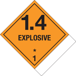 Hazard Class 1.4 - Explosive, Worded, Vinyl Label, Shipping Name-Standard Tab, Blank, 500/roll - ICC Canada