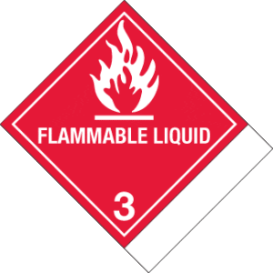 Hazard Class 3 - Flammable Liquid, Worded, Vinyl Label, Shipping Name-Standard Tab, Blank, 500/roll - ICC Canada