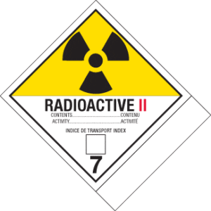 Hazard Class 7 - Radioactive Category II - Explosive, Non-Worded, Vinyl Label, Shipping Name-Standard Tab, Blank, 500/roll - ICC Canada