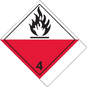 Hazard Class 4.2 - Spontaneously Combustible Material, Non-Worded, High-Gloss Label, Shipping Name-Standard Tab, Blank, 500/roll - ICC Canada