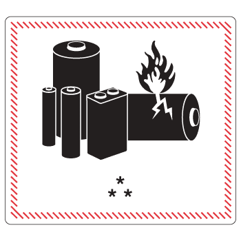 Lithium Battery Pictogram, Custom, 4.5" x 5", Gloss Paper, 500/Roll - ICC Canada