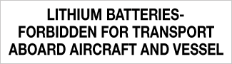 Lithium Batteries, Forbidden For Transport Aboard Aircraft And Vessel, 11" x 3", Gloss Paper, 500/Roll - ICC Canada