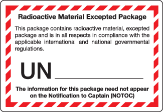 Radioactive Material, Excepted Package, Gloss Paper, 500/Roll - ICC Canada