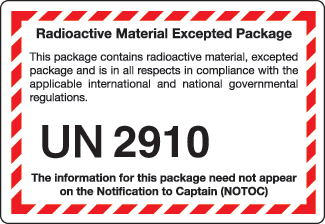 Radioactive Material, Excepted Package, 4" x 3", Gloss Paper, Preprinted, 500/Roll - ICC Canada