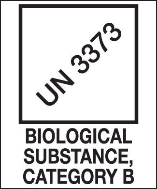 UN 3373 Biological Substance, Category B, 2.5" x 3", Gloss Paper, 500/Roll - ICC Canada