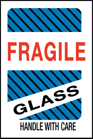 Fragile Glass Handle With Care, 4" x 6", Gloss Paper, 500/Roll - ICC Canada