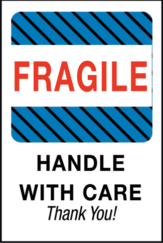 Fragile, Handle With Care, Thank You, 4" x 6", Gloss Paper, 500/Roll - ICC Canada