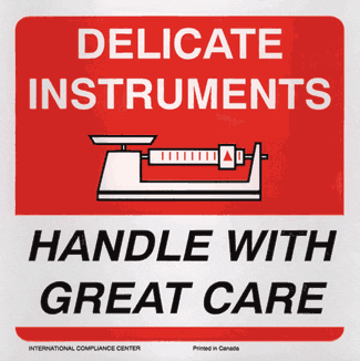 Delicate Instruments - Handle with Great Care, 6" x 6", Gloss Paper, 500/Roll - ICC Canada