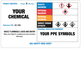 Custom Preprinted, 3" x 5" GHS Workplace Orange System Label, 500/Roll - ICC Canada