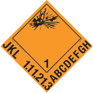 Hazard Class 1.1/1.2/1.3 - Explosive, Permanent Self-Stick Vinyl, Non-Worded Placard, Customizable - ICC Canada