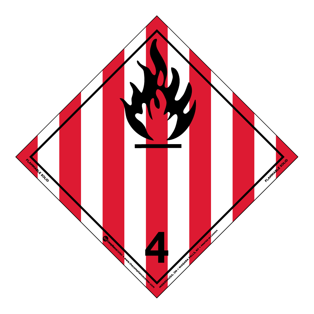 Hazard Class 4.1 - Flammable Solid Placard, Removable Self-Stick Vinyl, Non-Worded - ICC Canada