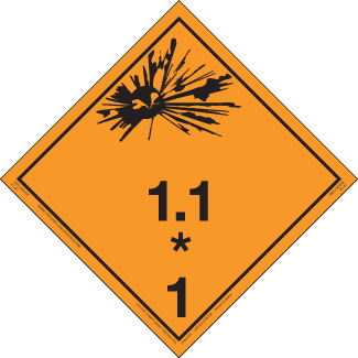 Hazard Class 1.1 - Explosive, Permanent Self-Stick Vinyl, Non-Worded Placard - ICC Canada