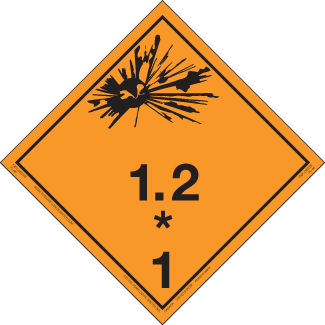 Hazard Class 1.2 - Explosive, Permanent Self-Stick Vinyl, Non-Worded Placard - ICC Canada