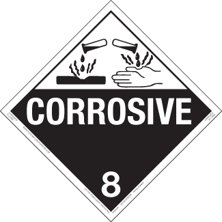Hazard Class 8 - Corrosive Material, Tagboard, Worded Placard - ICC Canada