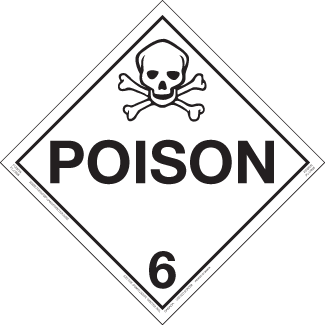 Hazard Class 6.1 - Poison, Permanent Self-Stick Vinyl, Worded Placard - ICC Canada