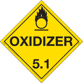 Hazard Class 5.1 - Oxidizer, Permanent Self-Stick Vinyl, Worded Placard - ICC Canada