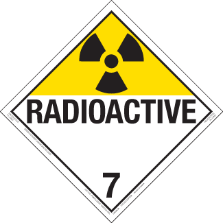 Hazard Class 7 - Radioactive, Permanent Self-Stick Vinyl, Worded Placard - ICC Canada