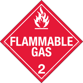 Hazard Class 2.1 - Flammable Gas, Permanent Self-Stick Vinyl, Worded Placard - ICC Canada