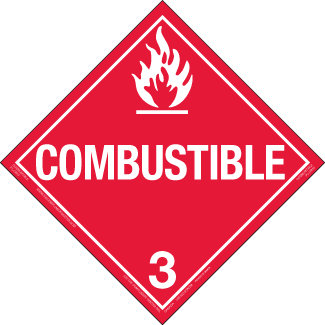 Hazard Class 3 - Combustible Liquid, Permanent Self-Stick Vinyl, Worded Placard - ICC Canada