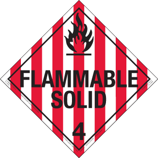Hazard Class 4.1 - Flammable Solid, Permanent Self-Stick Vinyl, Worded Placard - ICC Canada