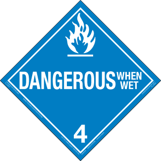Hazard Class 4.3 - Dangerous When Wet Material, Rigid Vinyl, Worded Placard - ICC Canada