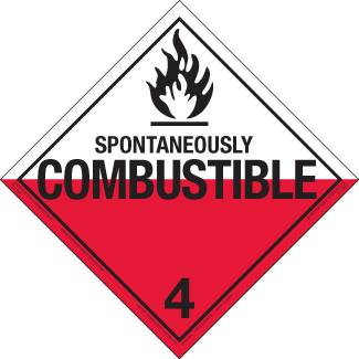 Hazard Class 4.2 - Spontaneously Combustible Material, Permanent Self-Stick Vinyl, Worded Placard - ICC Canada