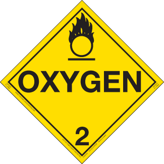 Hazard Class 2.2 (5.1) - Oxygen, Permanent Self-Stick Vinyl, Worded Placard - ICC Canada