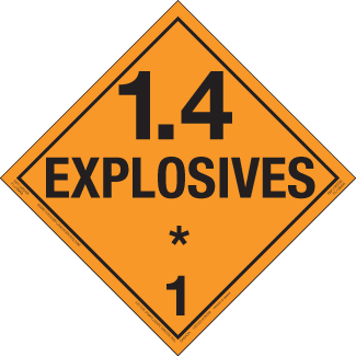 Hazard Class 1.4 - Explosives, Rigid Vinyl, Worded Placard - ICC Canada