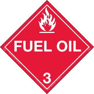 Hazard Class 3 - Fuel Oil, Permanent Self-Stick Vinyl, Worded Placard - ICC Canada