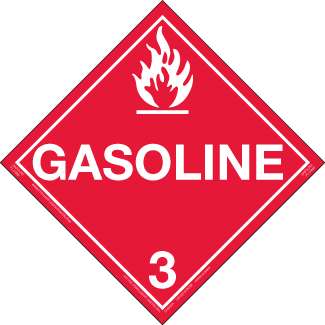 Hazard Class 3 - Gasoline, Rigid Vinyl, Worded Placard - ICC Canada