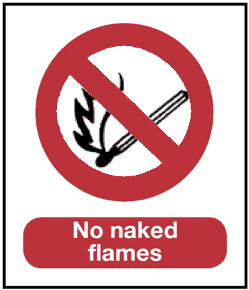 No Naked Flames, 8.5" x 11", Rigid Vinyl - ICC Canada
