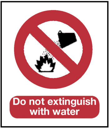 Do Not Extinguish with Water, 8.5" x 11", Rigid Vinyl - ICC Canada