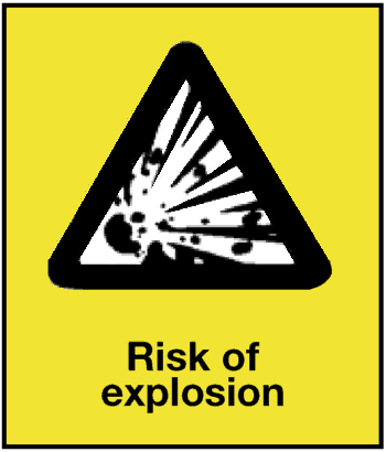 Risk of Explosion, 8.5" x 11", Self-Stick Vinyl - ICC Canada