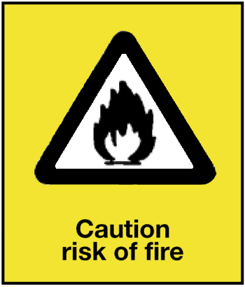 Caution Risk of Fire, 8.5" x 11", Self-Stick Vinyl - ICC Canada