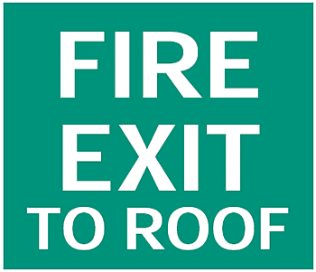 Fire Exit to Roof, 8.5" x 11", Rigid Vinyl - ICC Canada