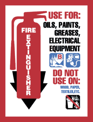Fire Extinguisher - Pictorial Class Marker, 9" x 12", Self-Stick Vinyl Sign - ICC Canada