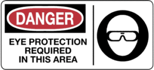 Danger - Eye Protection Required In this Area, 7" x 17", Self-Stick Vinyl - ICC Canada
