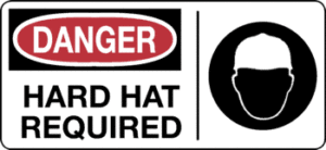 Danger - Hard Hat Required, 7" x 17", Self-Stick Vinyl - ICC Canada